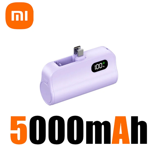 Xiaomi Mini 5000mAh Power Bank Built Cable Portable Mobile Phone Charger External Battery Capsule Powerbank For Type-C iPhone