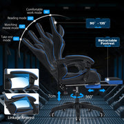 Massage Gaming Chair for Kids Computer Gamer Chair with Footrest and Lumbar Support Reclining PC Office Chair with Headrest