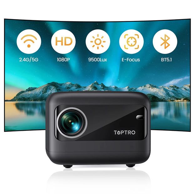 TOPTRO MINI Projector WiFi Bluetooth Projector 15000 Lumens Portable Projectors Support 1080p Video for Home Outdoor Cinema