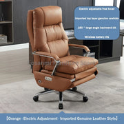 Ergonomic Office Chair With Footrest Adjustable Lumbar Support Angle Computer Chair Soft Comfortable Leather Chair For Gaming