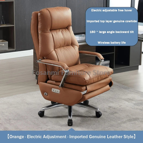 Ergonomic Office Chair With Footrest Adjustable Lumbar Support Angle Computer Chair Soft Comfortable Leather Chair For Gaming