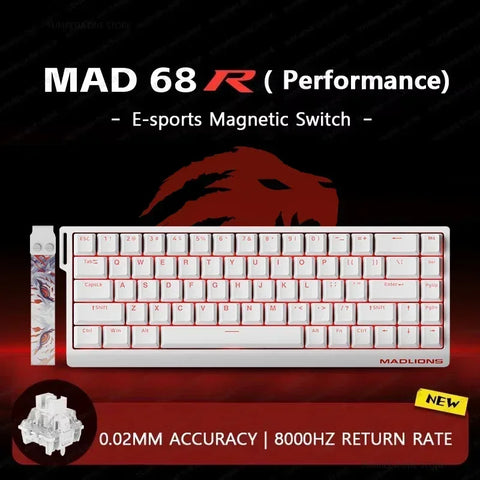 Madlions Mad 60he Mad 68he Wired Mechanical Keyboard Gaming Magnetic Switch RT 0.02mm 8K Polling Rate RGB Hotswap Keyboard