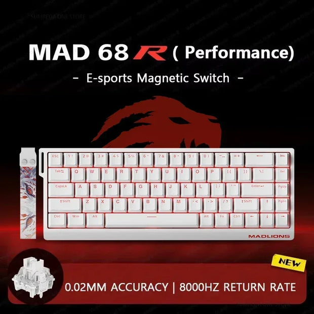 Madlions Mad 60he Mad 68he Wired Mechanical Keyboard Gaming Magnetic Switch RT 0.02mm 8K Polling Rate RGB Hotswap Keyboard