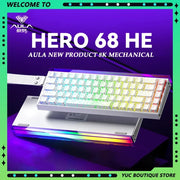 AULA New HERO 68HE INSTOCK Magnetic Switch Gaming Keyboard E-sports Custom RGB Mechanical Wired Keyboard Ergonomics Accessories