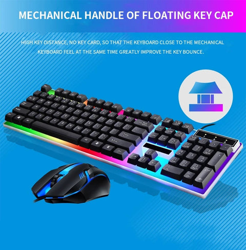 Gamer Keyboard And Mouse Combo Set RGB LED 104-Key Wired Gaming Keyboard Mouse Set for Notebook Laptop Desktop PC Tablet