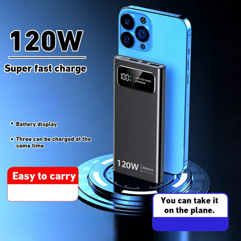 Lenovo 120W Super Fast Charging Power Bank 200000mAh large Capacity Mobile Power External Battery For Iphone Xiaomi Vivo Huawei