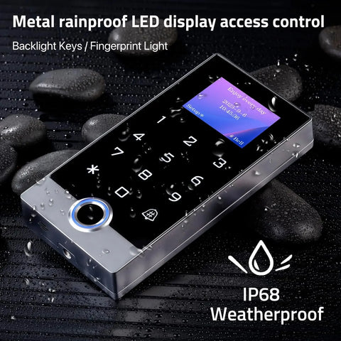 Waterproof Tuya App Control Fingerprint Reader With LED Screen Stand-Alone Door Keypad Full Metal WiFi Access Control System