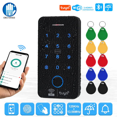 Waterproof Bluetooth Wifi Tuya Fingerprint Access Controller RFID Keyboard Touch Keypad System WG26 Smart APP Remote Door Opener