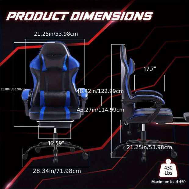 Ergonomic Gaming Chair with Pedal，Racing Style Video Game Chair Suitable for Adults Reclinable Game Chair Office Chair