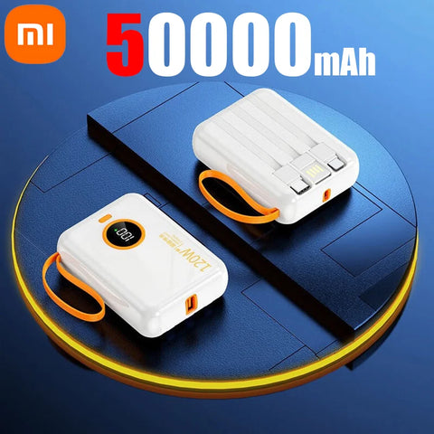 Xiaomi 120W Fast Charging Power Bank 100000mAh Powerbank 3 in 1Built-in Cable External Battery for iPhone Huawei Xiaomi 2024New