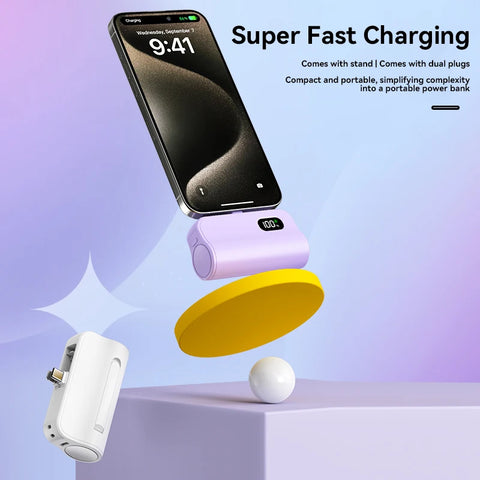 Xiaomi Mini Power Bank 5000mAh Capsule PowerBank 20W Fast Charging External Battery With Foldable Plug for iPhone Android 2025