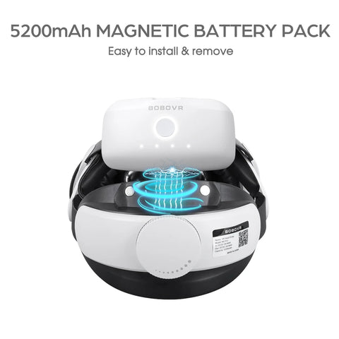 BOBOVR B2 Battery Pack Replacement Spare Battery for M1 M2 Pro 5200mAh Power Increase 3 hrs Time for Quest 2 Magnetic connection