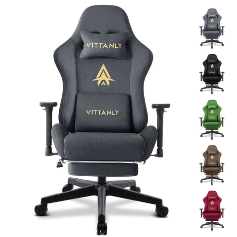 Gaming Chair Luxurious Breathable Office Chair Faux Suede Game Chair Ergonomic Gamer Chair With Footrest Headrest Lumbar Cushio