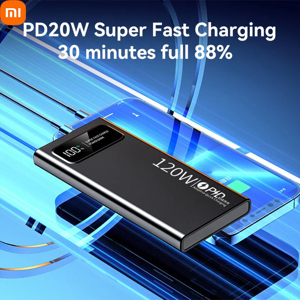 Xiaomi 50000mAh Large Capacity Power Bank 120W Super Fast Charging Mobile Powerbank for Huawei Apple Xiaomi Samsung 2025 New