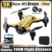 M5 Drone Professional 8K With Wide Angle Three Camera Obstacle Avoidance GPS 5G Optical Flow Positioning Brushless Rc Quadcopter