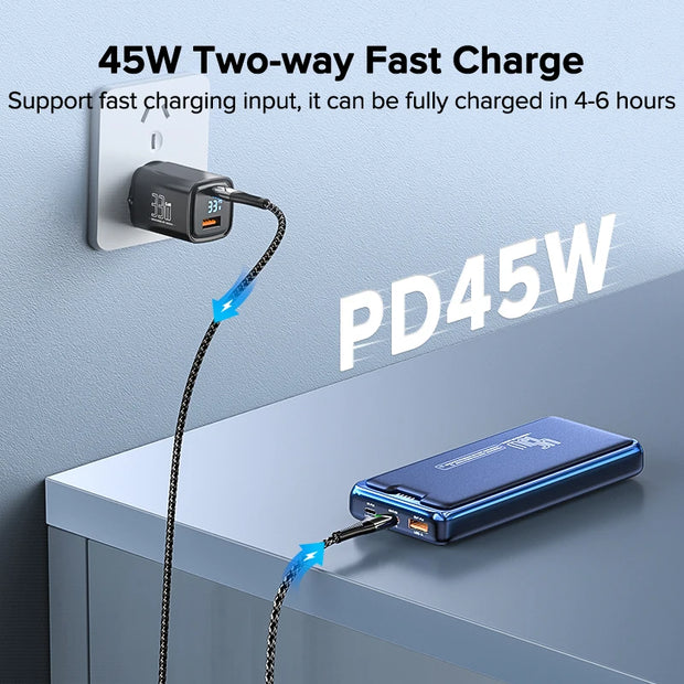 QOOVI 20000mAh Power Bank External Battery Capacity PD 45W Fast Charging Portable Charger Powerbank For Laptop iPhone Samsung