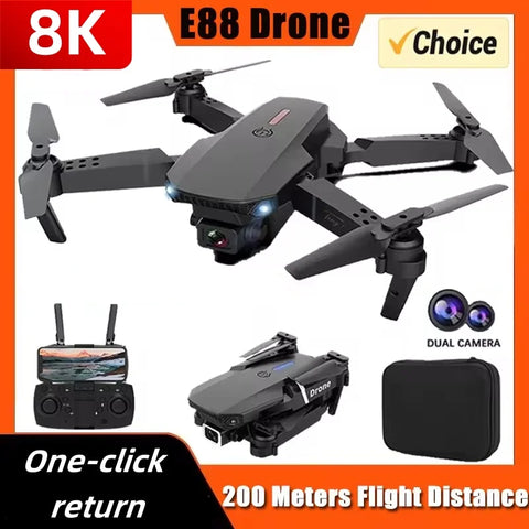 New E88Pro RC Drone 8K Professinal With 1080P Wide Angle HD Camera Foldable Helicopter WIFI FPV Height Hold Boys' Day Gifts Toys