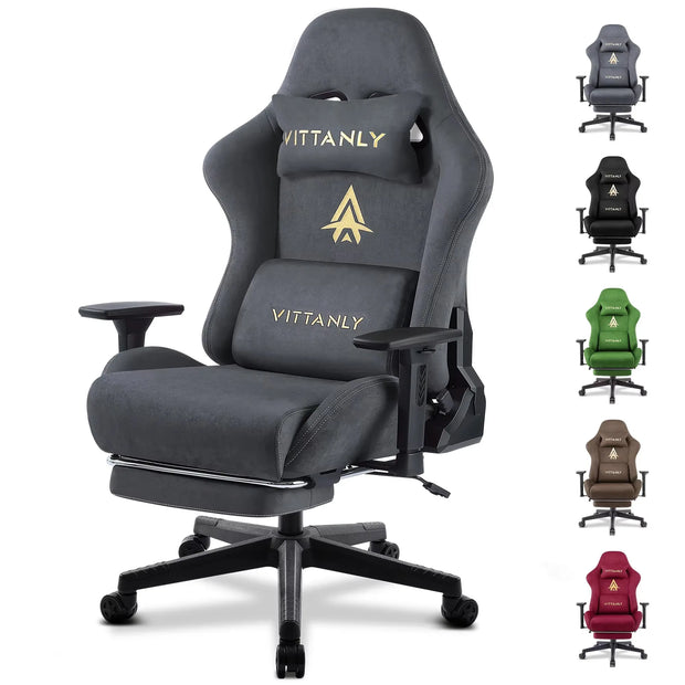 Kitinjoy Gaming Chair Computer Office Chair with Footrest Support Height Adjustable Game Chair with 360°Swivel Seat and Headrest