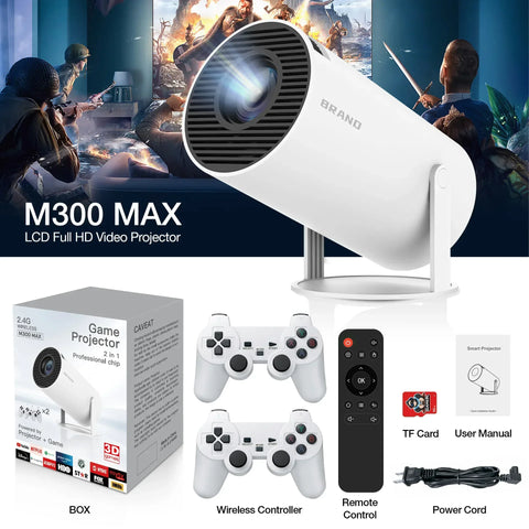 M300 Max Retro Video Game Consoles Video Game Consoles Mini Portable Intelligent Projector 64GB Games 720p Home Projector Gifts