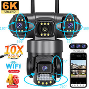 3 Lens Video Surveillance Camera Wifi Network CCTV Camera 4G SIM Card Wireless 360 Monitor Outdoor Waterproof Security Cameras