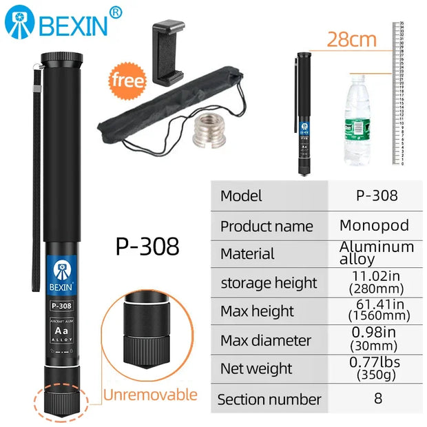 BEXIN Extendable Lightweight Portable Mini Camera Monopod Phone Stand Handheld Unipod Dslr Camera Video Monopod For Sony Canon