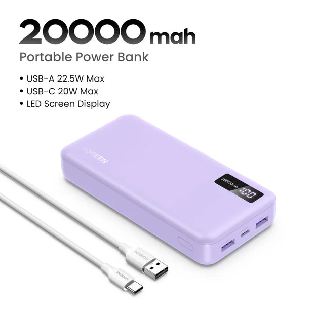 UGREEN 20000/10000mAh PD 20W Power Bank Fast Charge Portable PowerBank for iPhone 16 15 Pro Max Xiaomi Phone External Battery