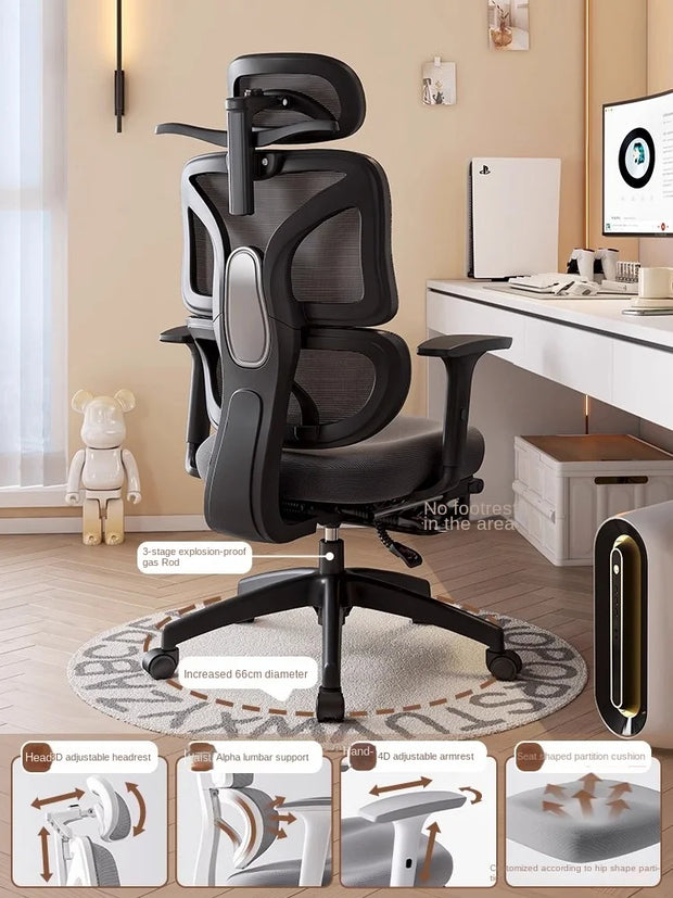 Ergonomic Computer Chair Home Office Lumbar Support Gaming chair Reclining Latex seat Breathable Mesh 4D Adjustable Armrest