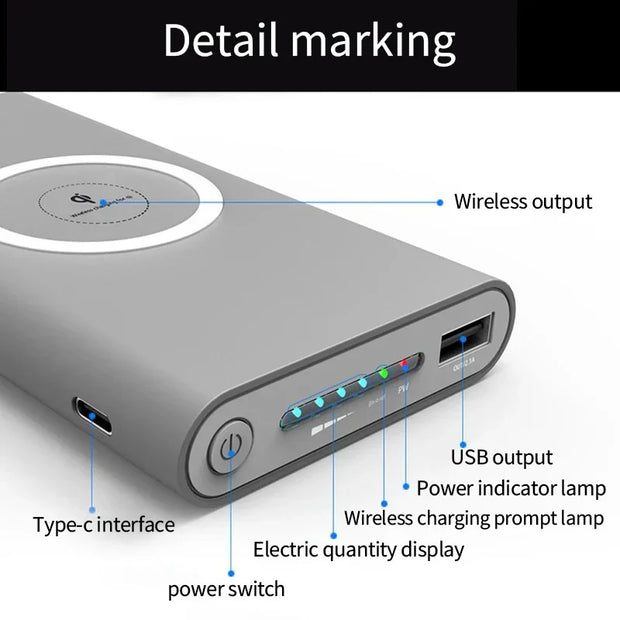 Lenovo 200000mAh External Battery Power Bank Two-Way Wireless Fast Charge Powerbank Portable Charger Type-C For iPhone Samsung