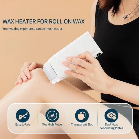 3 In 1 Roller Waxing Kit Depilatory Wax Warmer Strips For Hair Removal With Epilator Machine Cartridge Heater Waxing Paper Set