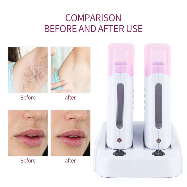 40W Dual Rolling Wax Heater Double Epilator Depilatory Waxing Machine Cartridge Roll On Wax Heater Hair Removal for Body