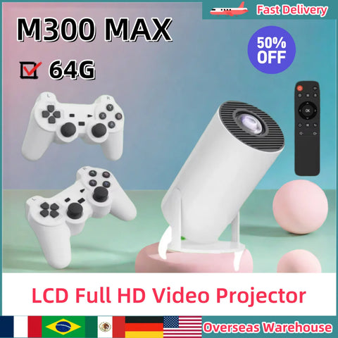 M300 Max Retro Handheld Game Consoles Video Game Consoles Mini Portable Intelligent Projector 720P Home Projector Games Gifts