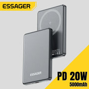 Essager Thin Wireless Power Bank Magnetic 20W 5000mAh Portable Fast Charging External Battery for Magsafe For iPhone 16 15 14 13