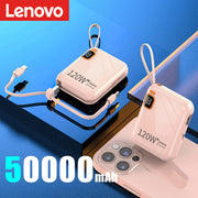 Lenovo 120W Fast Charging 50000mAh Large Capacity Portable Power Bank Cable Two-way Mini Powerbank for iPhone Samsung Huawei