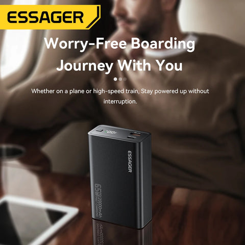 Essager Power Bank 20000mAh Portable PD 65W Fast Charging Mobile Phone External Battery Powerbank For Phone Laptop Tablet Mac