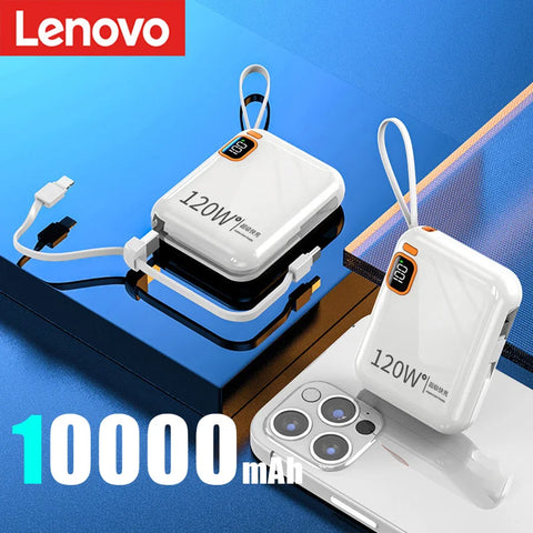 Lenovo 120W Fast Charging 50000mAh Large Capacity Portable Power Bank Cable Two-way Mini Powerbank for iPhone Samsung Huawei