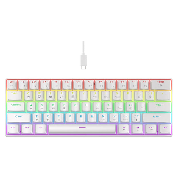 K61 Wired Mechanical Keyboard 10 Kinds of Colorful Lighting Gaming and Office For Microsoft Windows and Apple IOS System