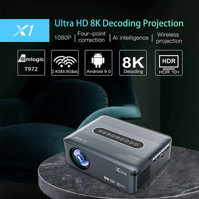 Xnano X1 Portable Projector 4K 8K Full HD 1080P Android LED Video Home Theater BT5.0 WiFi Beam Projector for Mobile Phone