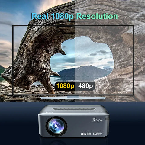 Xnano X1 Portable Projector 4K 8K Full HD 1080P Android LED Video Home Theater BT5.0 WiFi Beam Projector for Mobile Phone