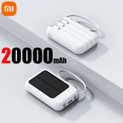 Xiaomi 50000mAh Capacity Solar Power Bank 4 in 1 Built in Cables Comes with LED Lights for Huawei Xiaomi Samsung Apple 2024New