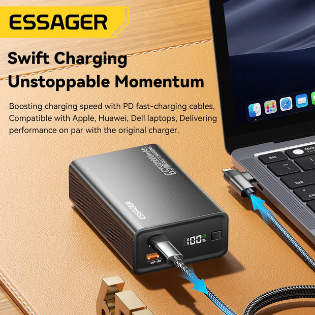 Essager Power Bank 20000mAh Portable PD 65W Fast Charging  Mobile Phone External Battery Powerbank For Phone Laptop Tablet Mac