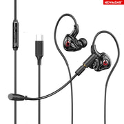 With Dual Microphones Type C&3.5mm In-ear Earphones HiFi Stereo Headsets Sport Gaming Headphone with HD Mic Handfree for Samsung