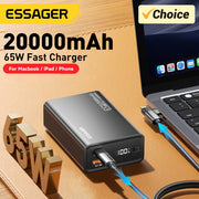 Essager Power Bank 20000mAh Portable PD 65W Fast Charging Mobile Phone External Battery Powerbank For Phone Laptop Tablet Mac