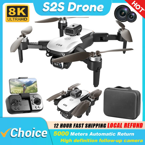 KBDFA S2S Mini Drone 4k 8K HD Camera Obstacle Avoidance Aerial Photography Brushless Motor Foldable Rc Quadcopter Kid Toy