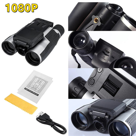 1080P Digital Telescope  Screen Binocular Telescope 12 Times Zoom  HD Digital Camera Photo Video-recording Outdoor Binoculars