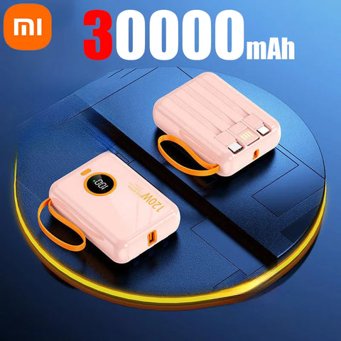 Xiaomi 120W Fast Charging Power Bank 100000mAh Powerbank 3 in 1Built-in Cable External Battery for iPhone Huawei Xiaomi 2024New