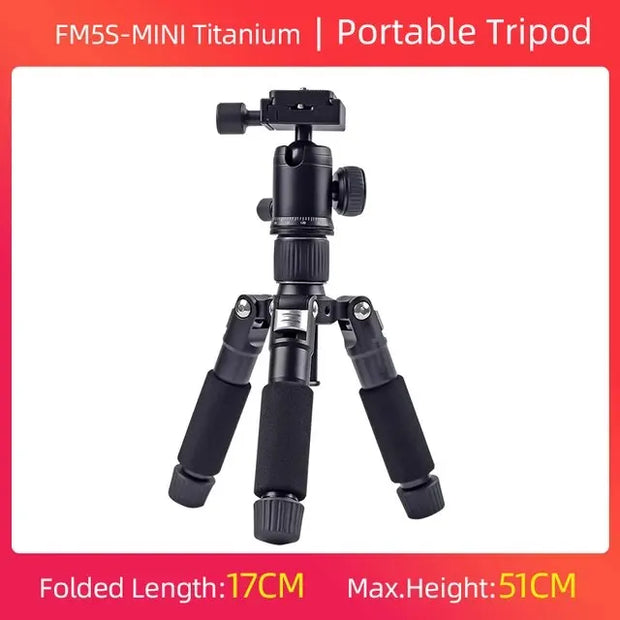 FM5S Portable Tripode Lightweight Travel Stand Tabletop Video Mini Tripod with 360 Degree Ball Head for Camera DSLR SLR