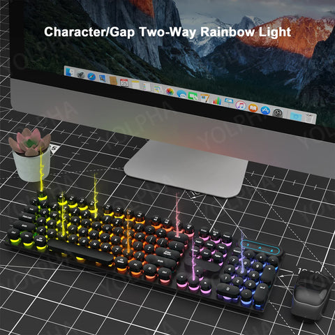 104Keys Wired Keyboard with RGB Backlit Breathing Light Gaming Wired Ergonomic Keyboard for Computer Laptop for PC Gamer Office