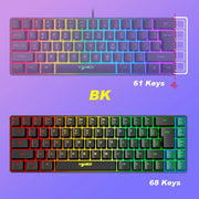 60% Percent Gaming Keyboard, Ergonomic Small Mini membrane Keyboard Compact RGB Backlit Keyboard for Windows, PC, Laptop, Gaming