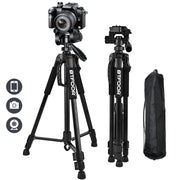 Phone Travel Self Tripod  Aluminum Tall 55” 140CM Stand With Quick Plates Mount Pan Head For Canon Nikon DSLR SLR Digital Camera