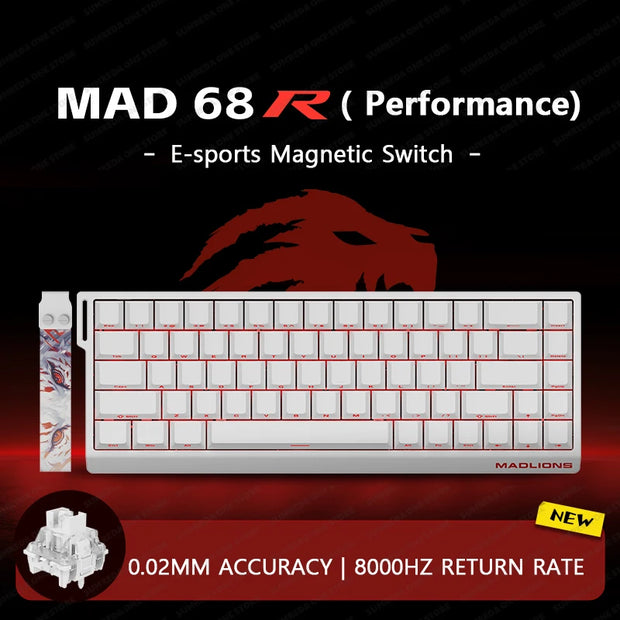 Madlions Mad 60he Mad 68he Wired Mechanical Keyboard Gaming Magnetic Switch RT 0.02mm 8K Polling Rate RGB Hotswap Keyboard